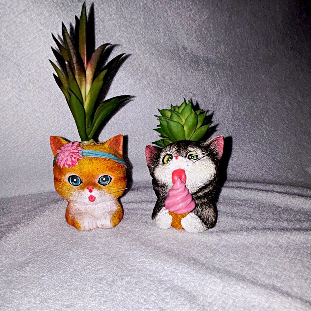 Bradford Exchange Purr-fect Planters SweetPea & Loki Cat Succulent Set A7765